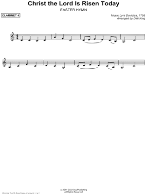 Christ the Lord Is Risen Today - Clarinet 4 (Clarinet Quartet)