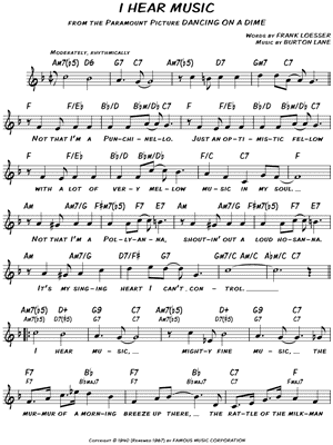 I Hear Music from Dancing on a Dime - Sheet Music