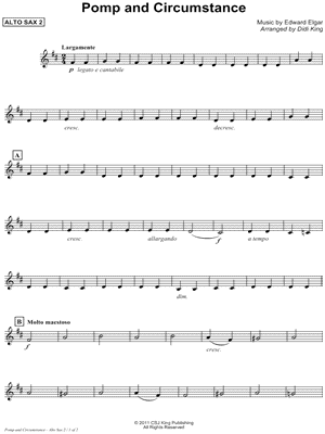Pomp and Circumstance - Alto Saxophone 2 Part (Saxophone Quartet)