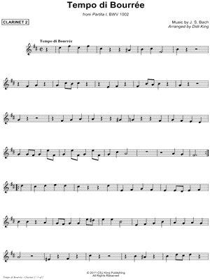 Bourrée, from Sonata II, BWV 1003 - Clarinet 2 (Clarinet Quartet)