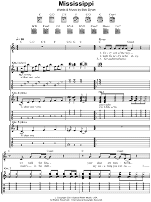 Mississippi by Bob Dylan - Sheet Music