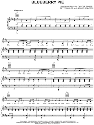 Blueberry Pie by Bette Midler - Sheet Music