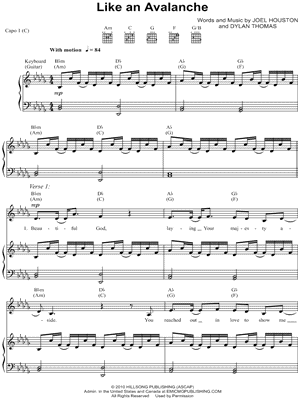 Like An Avalanche by Hillsong United - Sheet Music