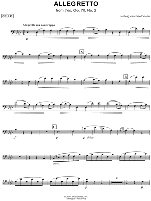 Allegretto from Trio, Op. 70, No. 2 - Bass Clef Instrument