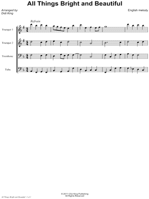 All Things Bright and Beautiful - Score (Brass Quartet)