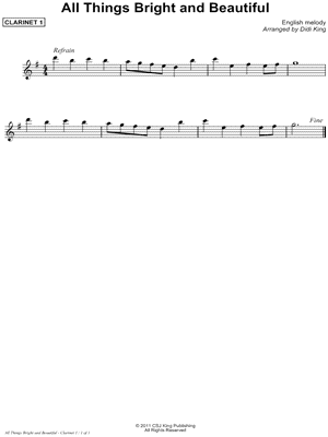 All Things Bright and Beautiful - Clarinet 1 (Clarinet Quartet)