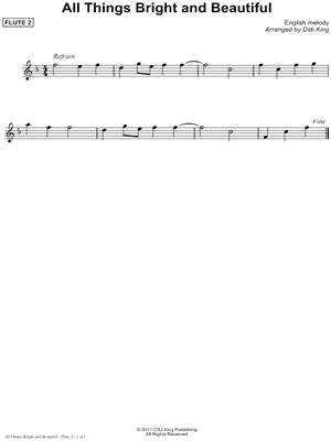 All Things Bright and Beautiful - Flute 2 (Flute Quartet)