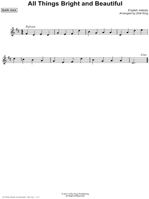 All Things Bright and Beautiful - Bari Sax Part (Saxophone Quartet)