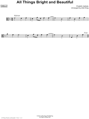 All Things Bright and Beautiful - Viola Part (String Quartet)