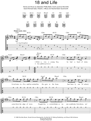 18 and Life by Skid Row - Sheet Music