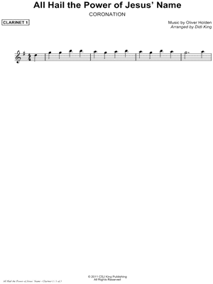 All Hail the Power of Jesus' Name - Clarinet 1 (Clarinet Quartet)