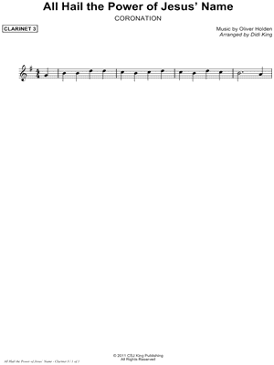 All Hail the Power of Jesus' Name - Clarinet 3 (Clarinet Quartet)