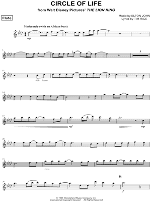 Circle of Life - Flute from The Lion King - Sheet Music