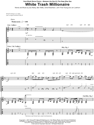 White Trash Millionaire by Black Stone Cherry - Sheet Music