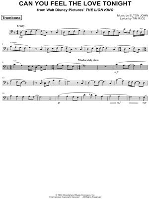 Can You Feel the Love Tonight - Trombone