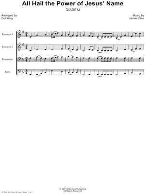 All Hail the Power of Jesus' Name - Brass Quartet Score