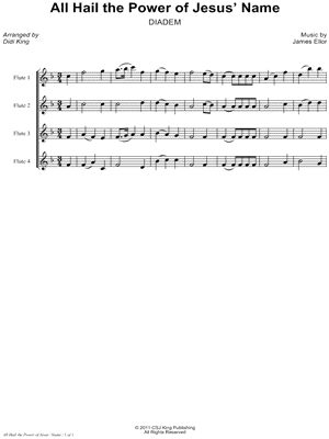 All Hail the Power of Jesus' Name - Flute Quartet Score