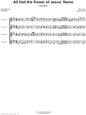 All Hail the Power of Jesus' Name - Saxophone Quartet Score