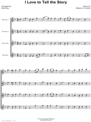 I Love To Tell the Story - Saxophone Quartet Score