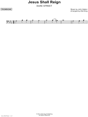 Jesus Shall Reign - Trombone (Brass Quartet)