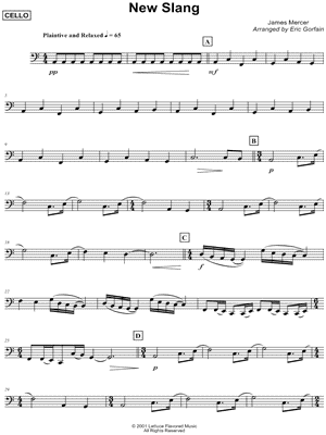New Slang - Cello (String Quartet) by The Shins - Sheet Music