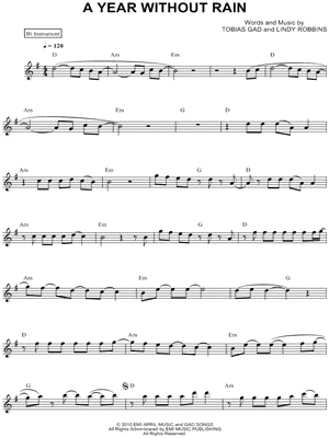 A Year Without Rain - Bb Instrument