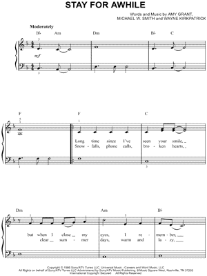 Stay for Awhile by Amy Grant - Sheet Music