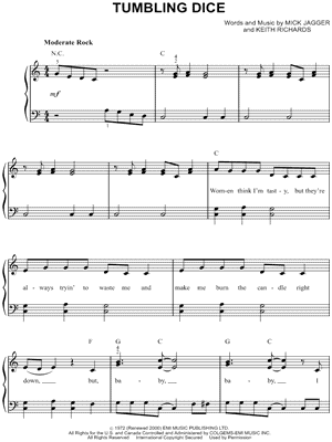 Tumbling Dice by The Rolling Stones - Sheet Music