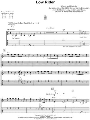 Low Rider by War - Sheet Music