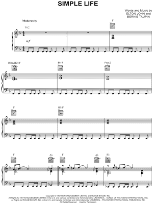 Simple Life by Elton John - Sheet Music