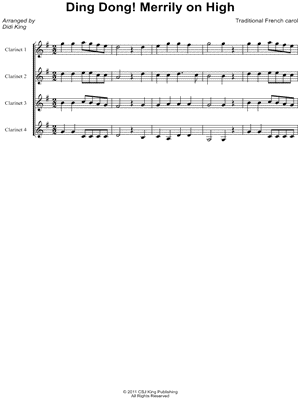 Ding! Dong! Merrily on High - Clarinet Quartet Score