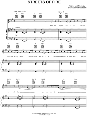 Streets of Fire by Bruce Springsteen - Sheet Music