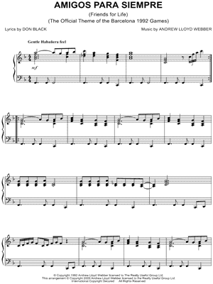 Amigos Para Siempre (Friends for Life) by Andrew Lloyd Webber - Sheet Music