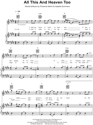 All This and Heaven Too by Florence + the Machine - Sheet Music