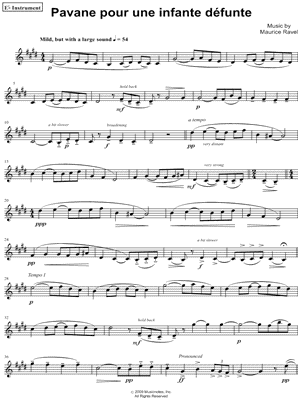 Pavane Pour Une Infante Défunte - Eb Instrument