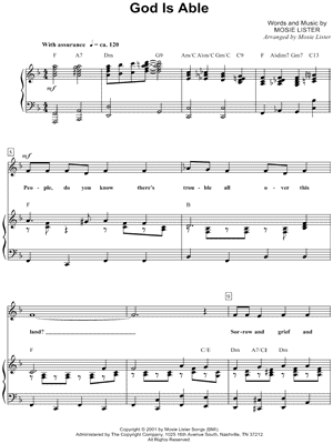 God Is Able by Mosie Lister - Sheet Music