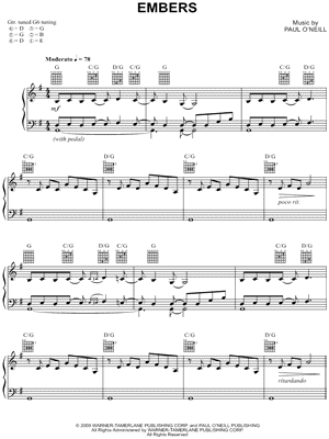Embers by Trans-Siberian Orchestra - Sheet Music