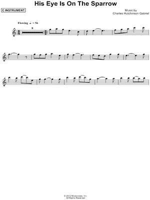 His Eye Is on the Sparrow - C Instrument