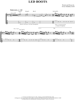 Led Boots by Jeff Beck - Sheet Music