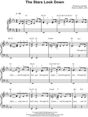 The Stars Look Down by Elton John - Sheet Music