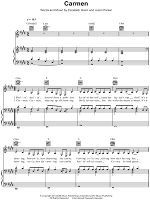 Carmen by Lana Del Rey - Sheet Music