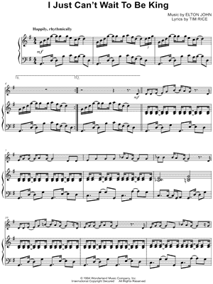 I Just Can't Wait To Be King - Piano Accompaniment