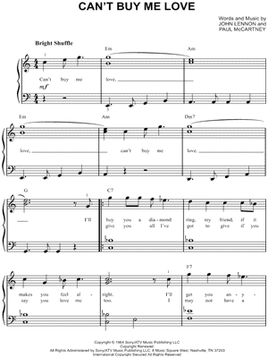 Can't Buy Me Love by The Beatles - Sheet Music