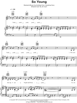 So Young by The Corrs - Sheet Music