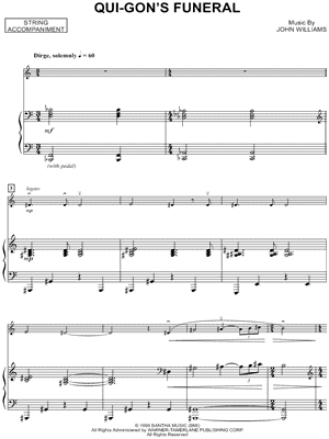 Qui-Gon's Funeral - Piano Accompaniment from Star Wars Episode I: The Phantom Menace - Sheet Music