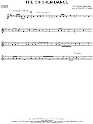 The Chicken Dance by Terry Rendall - Sheet Music