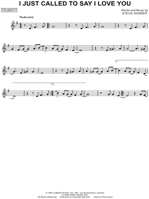 I Just Called To Say I Love You by Stevie Wonder - Sheet Music