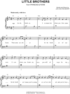 Little Brothers by Phineas & Ferb - Sheet Music