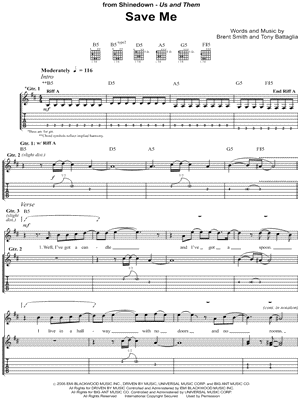Save Me by Shinedown - Sheet Music