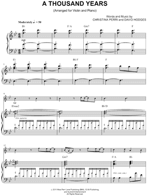 A Thousand Years - Piano Accompaniment (Violin)